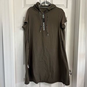 Aape By A Bathing Ape Pull Over Olive Green Hooded Quarter Zip Dress Medium